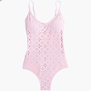 J. Crew Pink Eyelet One Piece Swimsuit